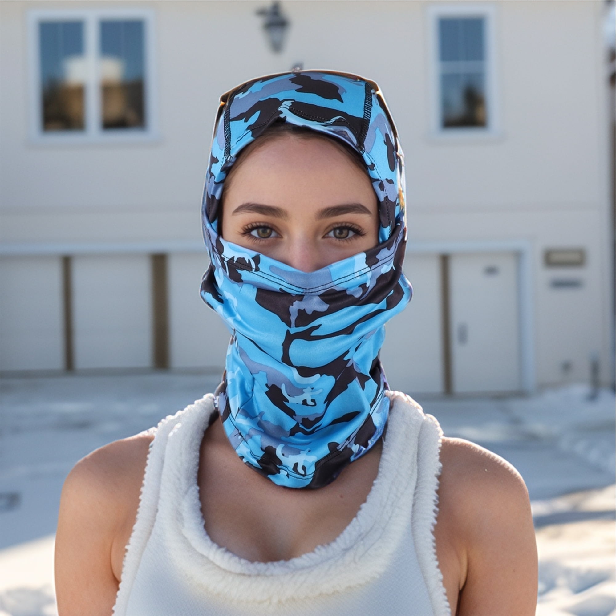Unique Bargains Quick-drying Ice Silk Camouflage Balaclava Face Mask 1 Pc Dark Blue