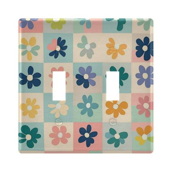 Yayeee Toggle Light Switch Wall Plate 2-Gang 4.56"x4.48" Decorative Outlet Cover, Green Floral