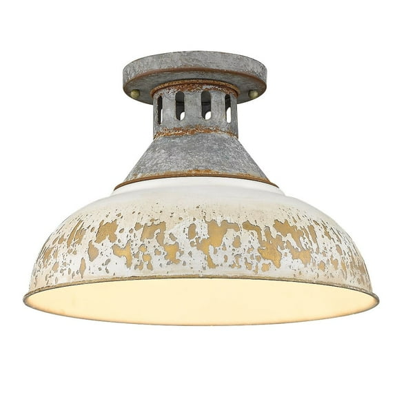 Golden Lighting Kinsley 1-light Semi-Flush Mount in Antique Ivory shade