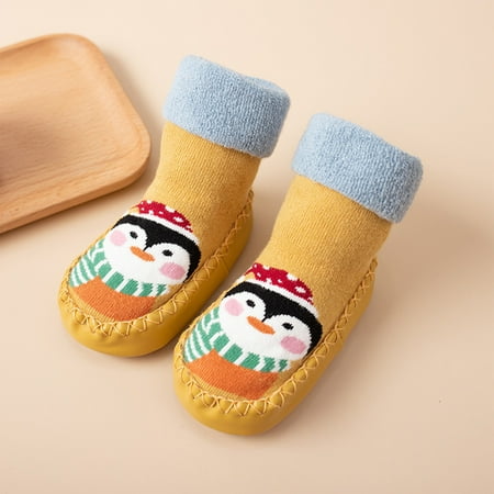 

KEVCHE Newborn Baby Boys Girls Cartoon Cute Warm Floor Socks Anti-Slip Baby Step Socks Yellow