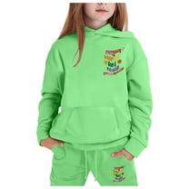Tween Winter Girls Outfits Set Tracksuit With Print Hoodie Joggers Warm Kids