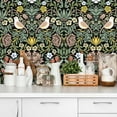 thumbnail image 3 of Abyssaly Floral Peel and Stick Wallpaper 17.7 "x 393.7"Black Bird and Flower Wallpaper Vintage Vinyl Contact Paper Suitable for Home Walls Cabinet, 3 of 9