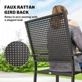 thumbnail image 4 of Set of 2 Stackable Outdoor Dining Chairs, Black Faux Wicker Steel Mesh Back Patio Chairs with Armrests and Slatted Seats for Garden, Backyard, Deck, Porch or Poolside, 35" H, 4 of 6