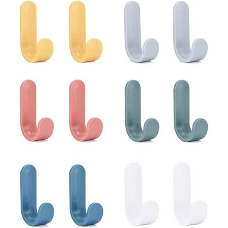 12 Pieces 3M Adhesive Hook, Bathroom Wall Hook, Towel Hook, Waterproof ...