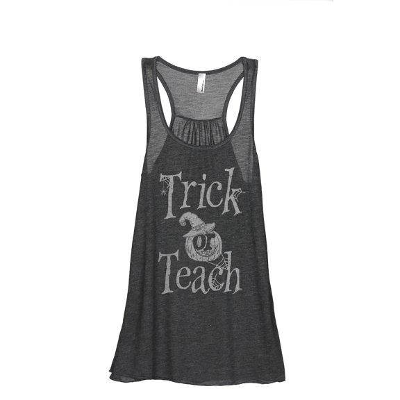 Trick Or Teach Women's Fashion Sleeveless Flowy Racerback Workout Yoga Tank Top Charcoal Grey Medium