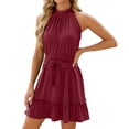 thumbnail image 2 of Women's New Round Neck Halter Neck Strap Sleeveless Dress, 2 of 5