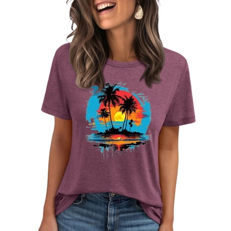 Fashion Saving LiMoi Short Sleeve Tee Womens T Shirts Loose Fit Print Tops for Women Y2k Plus Size Tops for Women Summer Work my items ordered