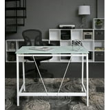 OneSpace 50-HD0107 Contemporary Glass Writing Desk, Steel Frame, White ...