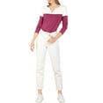 thumbnail image 2 of Unique Bargains T-Shirt Décontracté à Manches Longues et Col en V Fendu pour Femmes, 2 of 6