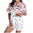 thumbnail image 1 of Tauxra Ensembles de Pyjama Imprimés pour Femmes à Manches Courtes avec Poche pour Femmes, Tenue de Détente à Col Montant Ensemble 2 Pcs, 1 of 8