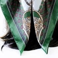 thumbnail image 6 of Women's Satin Square Scarf Polka Dot Smooth Head Wrap Large Bandana Neckerchief Casual Festival Gifts Green 90cm, 6 of 6