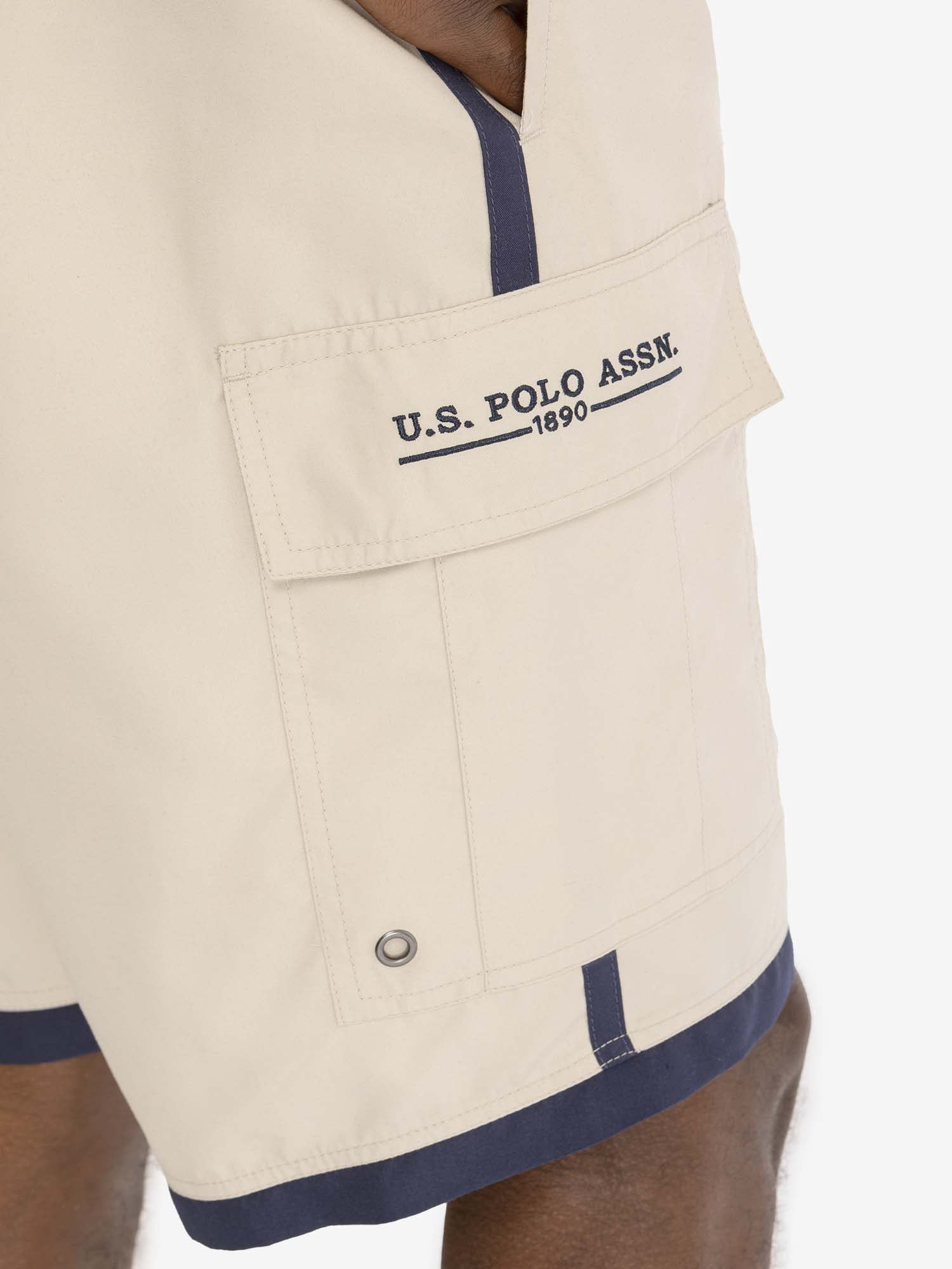 U.S. Polo Assn. Men's & Big Men's Logo Cargo Swim Trunks with UPF50+, 10" Inseam, Sizes S-3XL