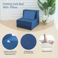 thumbnail image 6 of Folding Sofa Bed Chair with Pillow,Convertible Fold Out Chair Bed Sleeper,Foam Floor Mattress, Foldable Futon Couch Bed for Living Room/Dorm/Guest/Office (Blue, Single), 6 of 7