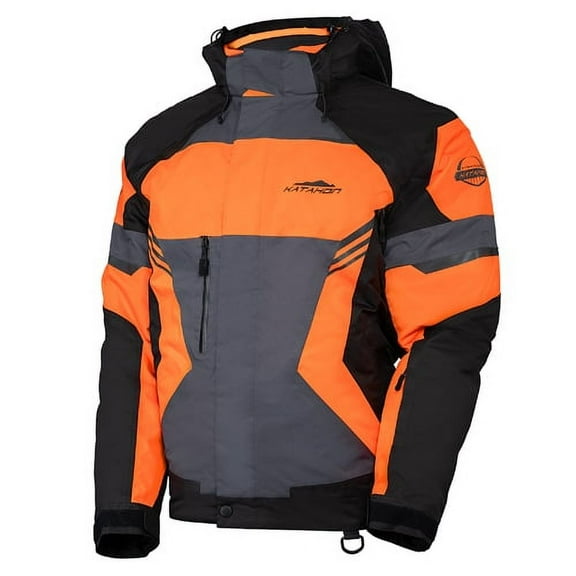KATAHDIN GEAR DAGGER JACKET MENS, BLACK/GREY/ORANGE - LARGE