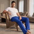 thumbnail image 3 of Vulcanodon Mens Plaid Sleep Pants, Cotton Pajama Pants with Pockets, Soft Lounge Pajama Bottoms for Men (Royal Blue-plaid, XX-Large), 3 of 7