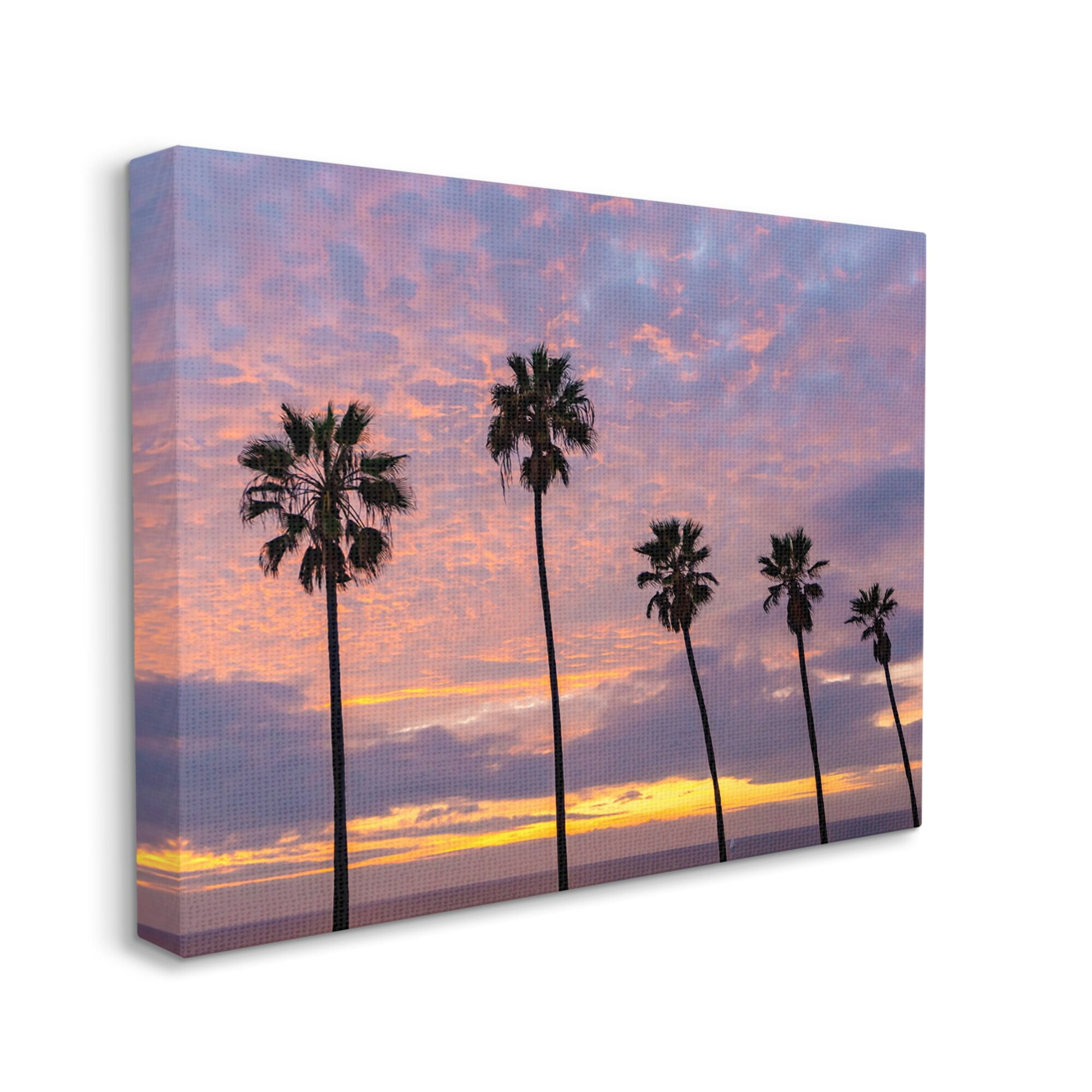 Stupell Industries Purple Cloudy Sunset Tall Palm Tree Silhouettes Photograph Gallery Wrapped Canvas Print Wall Art, Design by Jeff Poe Photography