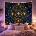thumbnail image 2 of Evergreen Wreath with Moon Phases & Starburst in Cosmic Nebula, Mystical Fantasy for Space Lovers, Celestial Wall Art, Christmas Gift, Tapestry Wall Hanging for Bedroom and Living Room, 2 of 7