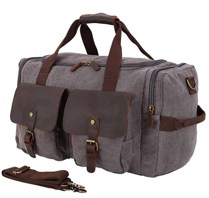 Fawyn Mens Duffel Bag Travel with Shoe Compartment, Canvas