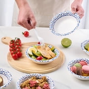 VPLUS Disposable Paper Bowls, 12 Oz 150 Count, Microwave Safe, Soak Proof, Heavy Duty Flower Printed Paper Bowls for Dinner or Lunch