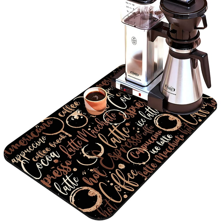 Cafe Theme Coffee Mat 24x18 Inch for Kitchen Counter, Silicone