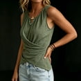 thumbnail image 4 of hotojiny Linen Tops for Women Slim Fit Sleeveless V Neck Tee Shirts Warp Vacation Fashion Clothes Summer Trendy, 4 of 7