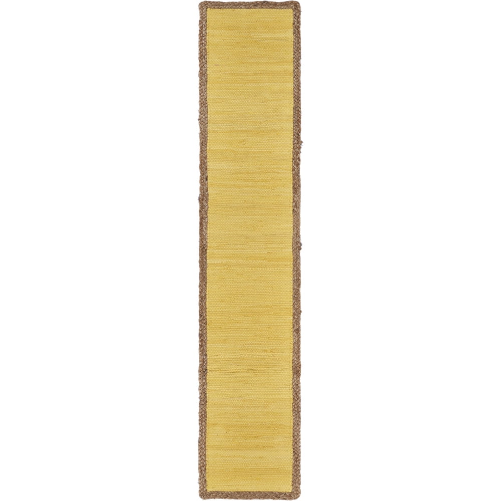 LR Home Flora Boho Cotton Table Runner, Yellow/Tan 6’8” Length