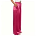 thumbnail image 5 of yeiolnoer Satin Pants for Women Loose Fit Wide Leg Trousers Lightweight Drawstring High Waisted Pants Trendy Clothes, 5 of 7