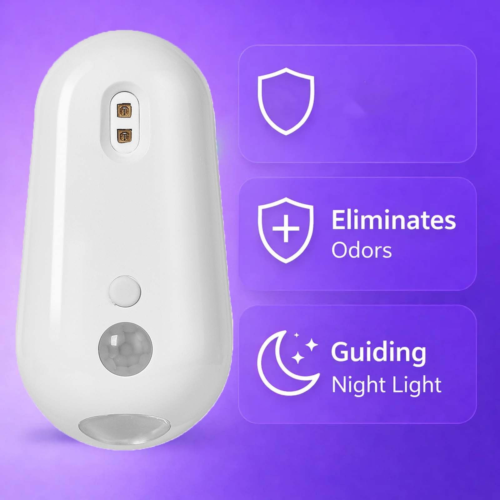 UV Toilet Light – Motion-Activated, Rechargeable with Night Light, Adhesive-Mounted for Bathroom