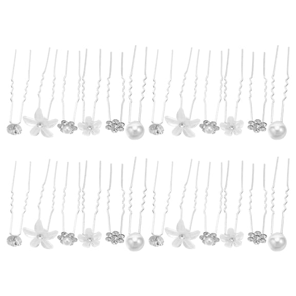 BESTYASH 30Pcs Assorted Style Bridal Hairpins Silver Rhinestone Flower Hair Accessories for Weddings