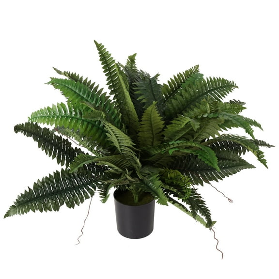 Fake Ferns Potted Plant Faux Boston Bush in Pot Artificial Greenery Fern Plant for Spring Summer Patio Garden Farmhouse Windowsill Entrance Porch Office Living Room Decor (28 Leaves)