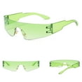 thumbnail image 2 of TIEVOSA Lunettes de Soleil Style Punk UniRimless Design à Carreaux Oeil Coloré Mode (Vert), 2 of 4