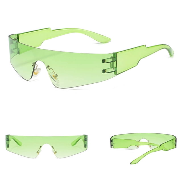 TINZ Unisex Rimless Punk Style Sunglasses Tile Design Colorful Fashion Eye Wrap around for Men And Glasses