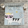 thumbnail image 3 of Ambesonne Cartoon Quilted Bedspread Set 3 Pcs, Cat Hearts and Love Themed, King Size, Multicolor, 3 of 3