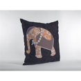thumbnail image 2 of Flower Elephant Double Sided Suede Pillow, Zippered, Orange on Green, 2 of 5
