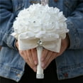 thumbnail image 2 of XmhyTop Ramo de novia de rosas artificiales, ramo de flores moradas para dama de honor con cintas de diamantes, ramos de flores falsas para bodas, compromisos, iglesias, 2 of 5