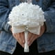 thumbnail image 2 of XmhyTop Ramo de novia de rosas artificiales, ramo de flores moradas para dama de honor con cintas de diamantes, ramos de flores falsas para bodas, compromisos, iglesias, 2 of 5