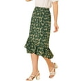 thumbnail image 4 of INSPIRE CHIC Women's Floral Elastic Waist Ruffle High Low Hem Skirts XS Green, 4 of 6