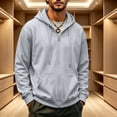 thumbnail image 6 of Mens Zip Up Hoodies Fashion Fleece Long Sleeve Hooded Sweatshirts Winter Casual Thermal Classic Fit Drawstring Hoodies Light Gray M, 6 of 6