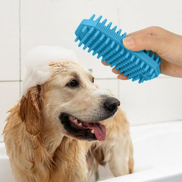 Aqestyerly Pet Rubber Shampoo Brush Suitable for Long-Haired and Short-Haired Small and Large Pet Dogs and Cats Shower Shampoo Brush Dog Back Massagers