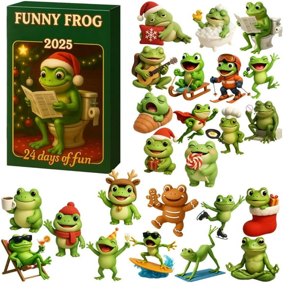 Frogs Advent Calendars 2025 | 24 Day Frog Ornaments Christmas Countdown Calendar 2025 | 2D Cute Frogs Pendants Advent Calendars | Animals Figurines Christmas Tree Decorations for Frog Lovers