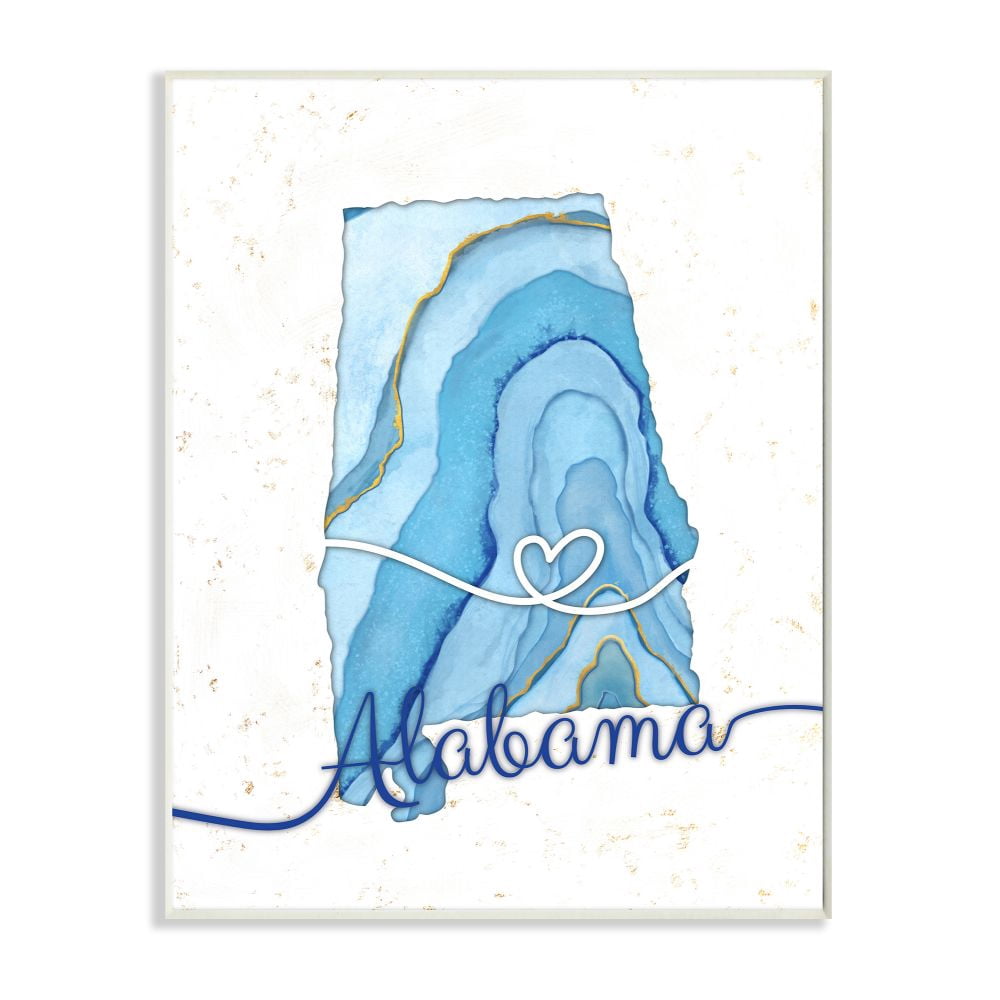 Stupell Industries Alabama Agate Blue US State Design Wall Plaque by Ziwei Li