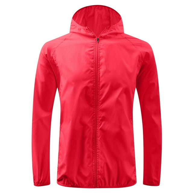 WRKEKC Coupe-Vent Imperméable avec Protection Solaire Légère Imperméable pour Sports de Plein Air Randonnée et Voyage Rouge P