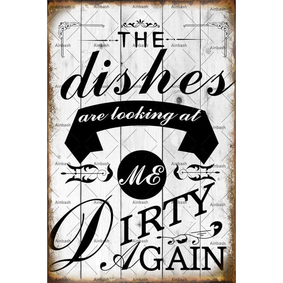 Funny Metal Tin Sign The Dishes are Looking at Me Dirty Again Kitchen Quote Decorate Wall Decor Rustic Kitchen Signs with Sayings for Home Kitchen Restaurant Decor Gifts 8x12inches