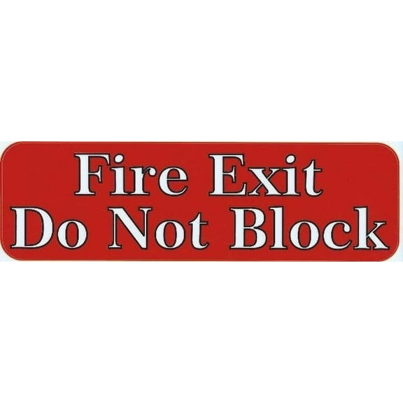10in x 3in Red Fire Exit Do Not Block Sticker