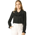 thumbnail image 1 of INSPIRE CHIC Blusa Camisa Tops Con Botones Manga Larga Pu?o Elástico Detalle De Volantes Para Mujeres Negro XL, 1 of 6