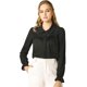 thumbnail image 1 of INSPIRE CHIC Blusa Camisa Tops Con Botones Manga Larga Pu?o Elástico Detalle De Volantes Para Mujeres Negro XL, 1 of 6