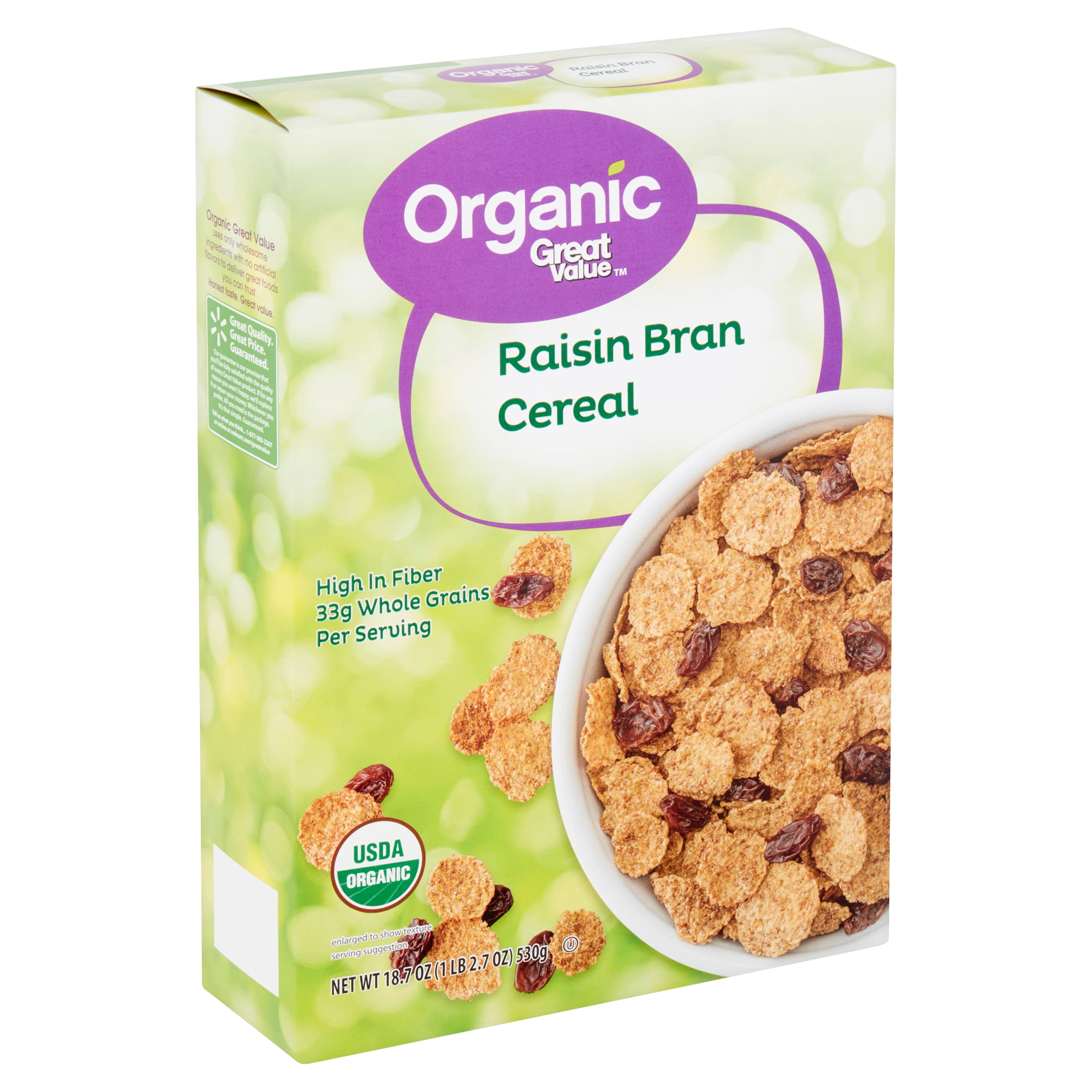 Great Value Organic Raisin Bran Cereal, 18.7 oz