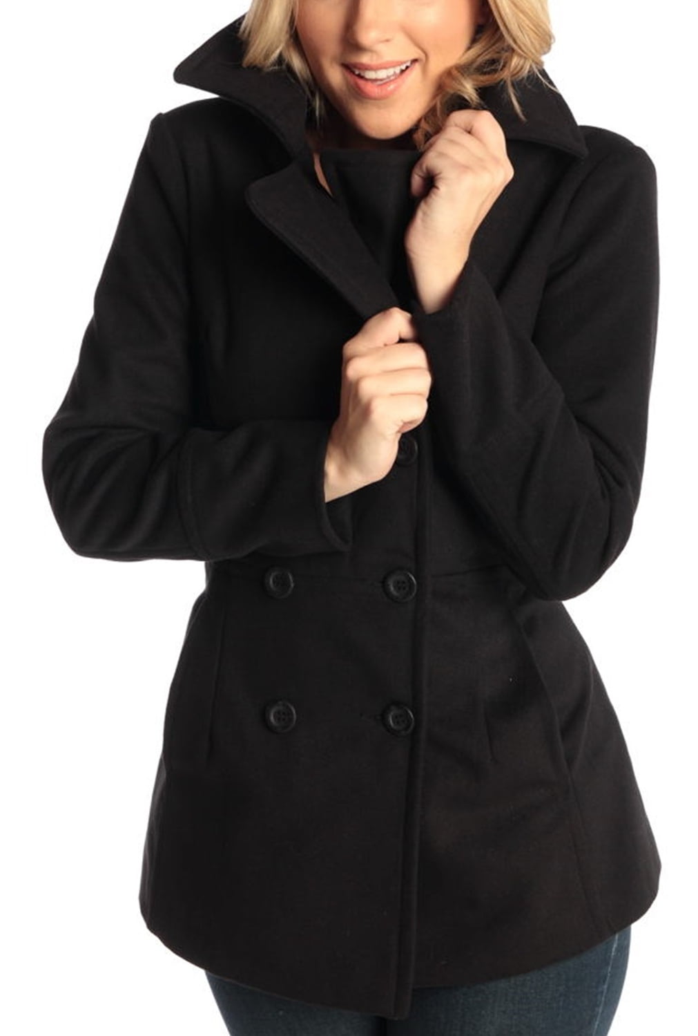 Alpine Swiss Emma Womens Peacoat Double Breasted Overcoat 3/4 Length Wool Blazer 