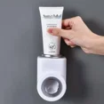 thumbnail image 2 of Dispensador automático de pasta de dientes montado en la pared, manos libres con ventosa súper adhesiva, soporte para cepillos de dientes, para cocina, baño, niños y adultos (plata), 2 of 5