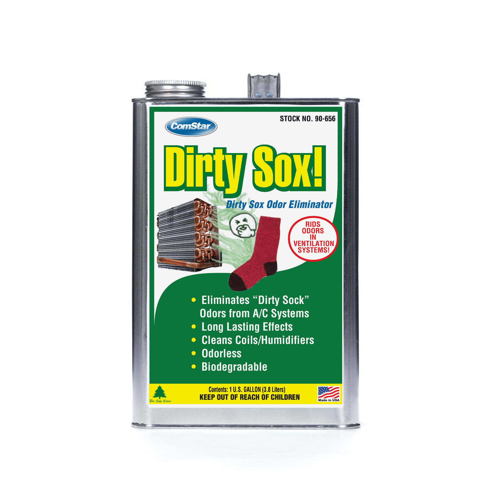 ComStar Dirty Sox Odor Neutralizer & Cleaner, 1 Gallon, Eliminates Dirty Socks Smell from Coils & Filters, Non-Corrosive, Long-Lasting HVAC Deodorizer for Small A/C, (Pack of 4)
